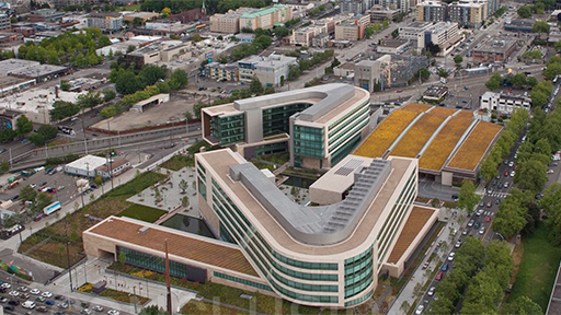 overhead image of Gates Foundation building, Seattle WA
