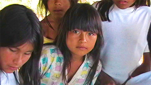 A girl in a Venezuelan village helps with the mapping of their territory, to gain indigenous rights.